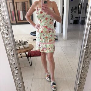 Vintage Lilly Pulitzer Bonjour Butterfly Floral Pleated Mini Dress Size 4